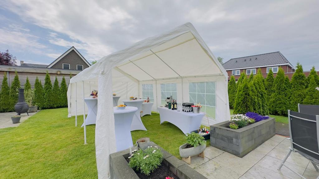 Partytent huren 3x4, 3x6, 4x6, 4x8 Inclusief opbouw & afbouw, Ophalen of Verzenden, Nieuw, Verjaardag
