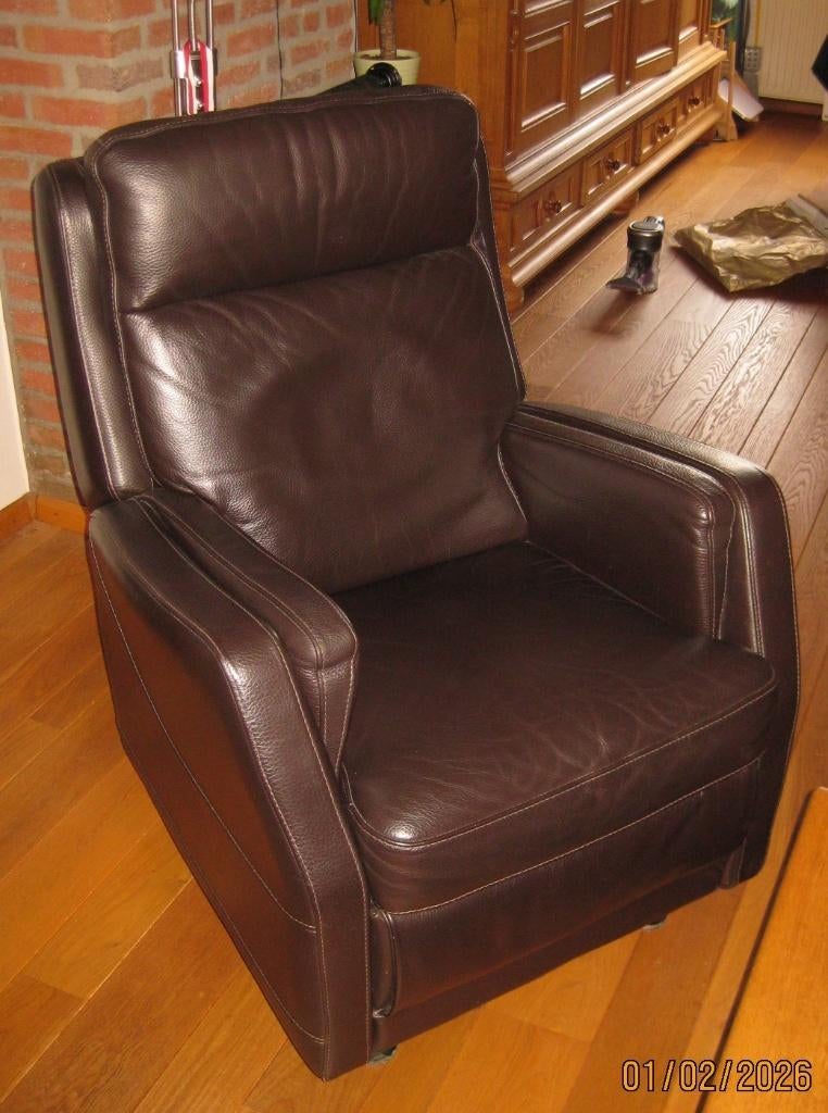 Leren Fauteuil,, Ophalen, Gebruikt, 75 tot 100 cm, 50 tot 75 cm