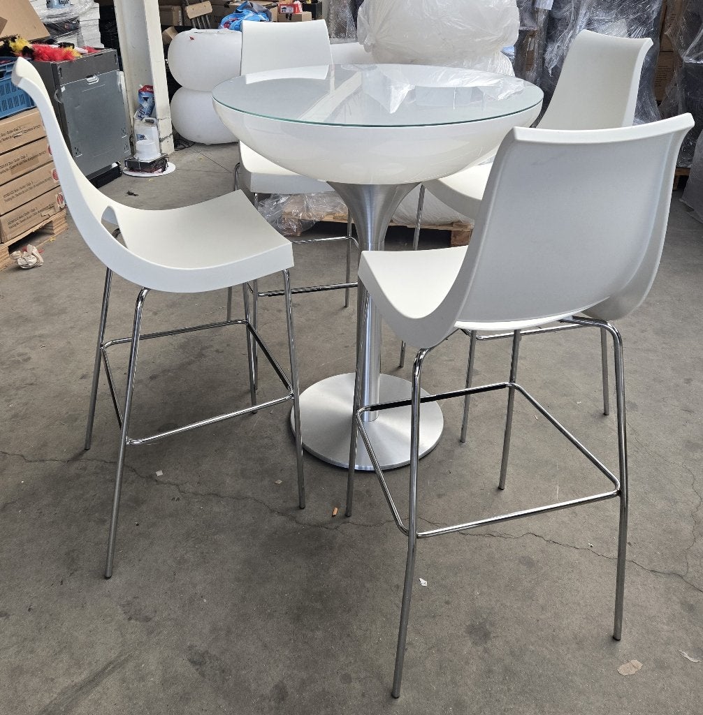 Bartafel met 4 stoelen, Ophalen, Zo goed als nieuw