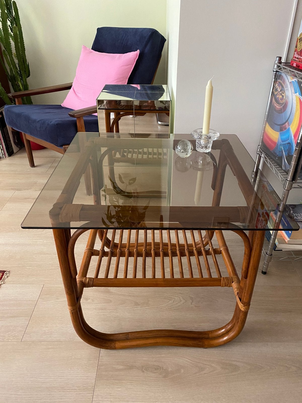 Vintage Rotan salontafel, Ophalen, Zo goed als nieuw, 50 tot 100 cm