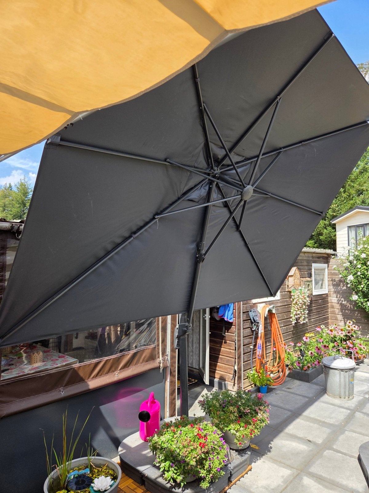 IKEA Seglarö parasol antraciet inclusief voet, Verstelbaar, 2 tot 3 meter, Ophalen of Verzenden, Zweefparasol