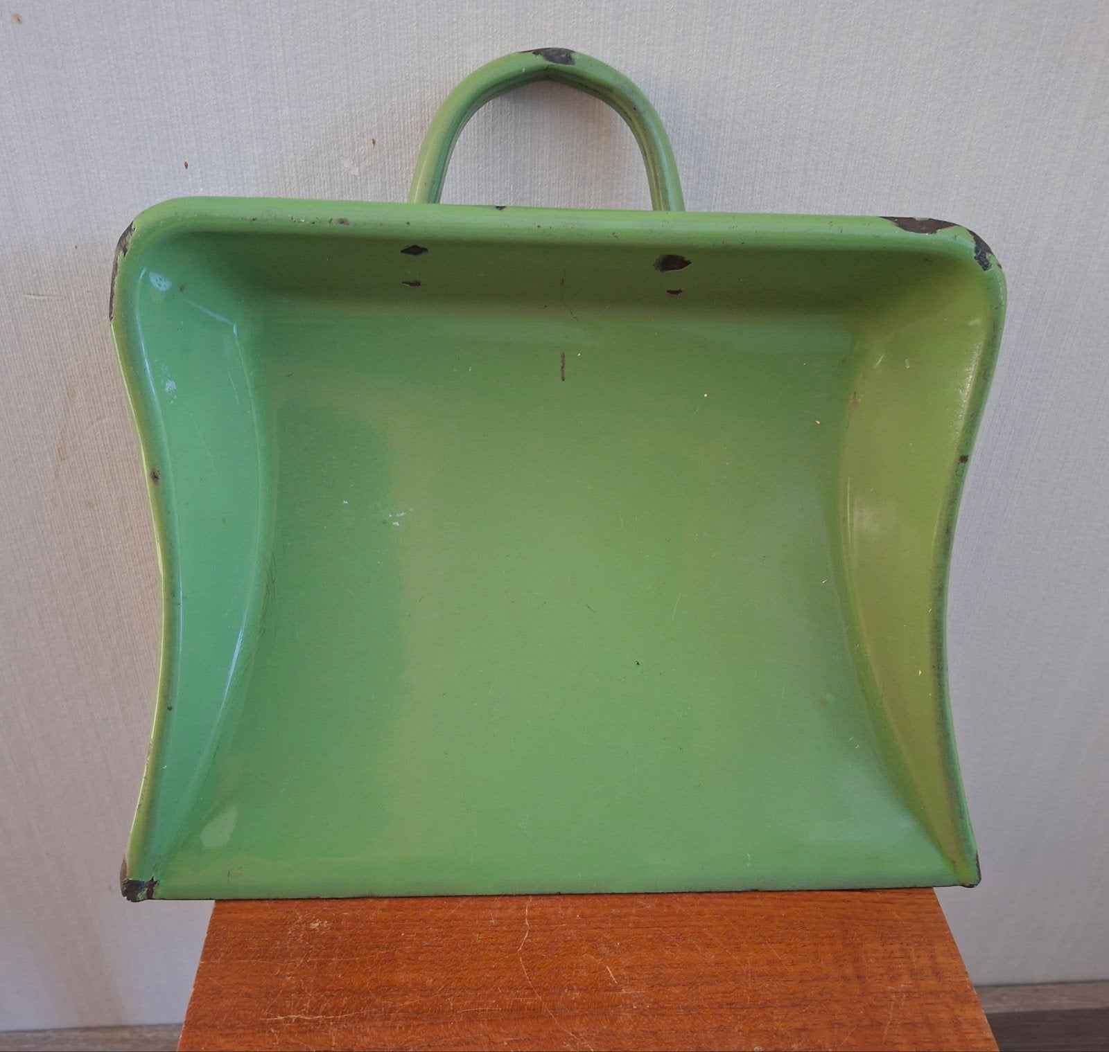 Vintage jaren 50 60 reseda groene blik, stoffer en blik, Verzenden
