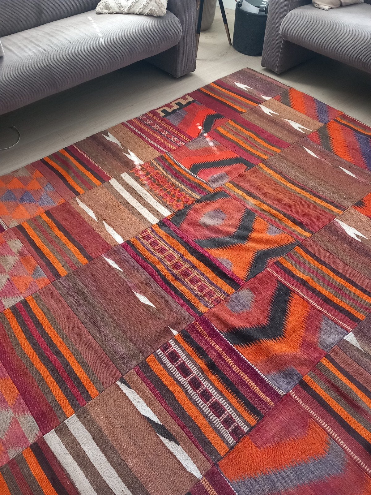 2 grote kelim patchwork tapijten, Ophalen, 200 cm of meer, 200 cm of meer, Rechthoekig