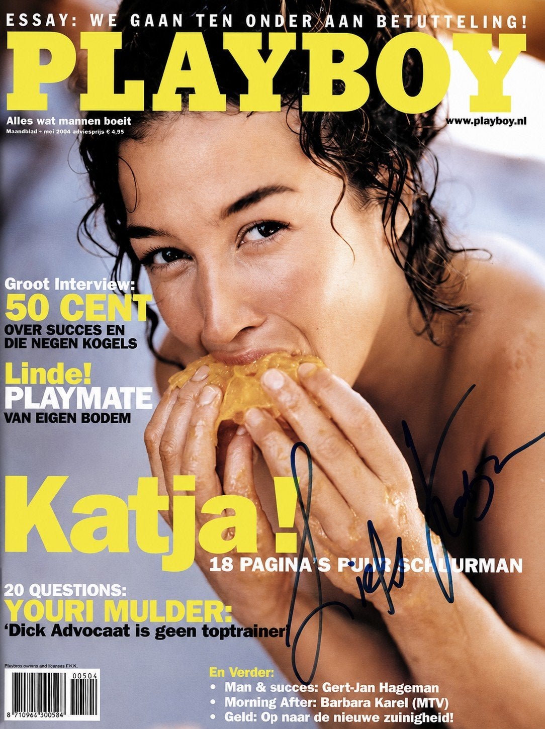 PLAYBOY Katja Schuurman met Handtekening Gesigneerd, Verzamelen, Verzenden, Zo goed als nieuw, Foto of Kaart, Gesigneerd