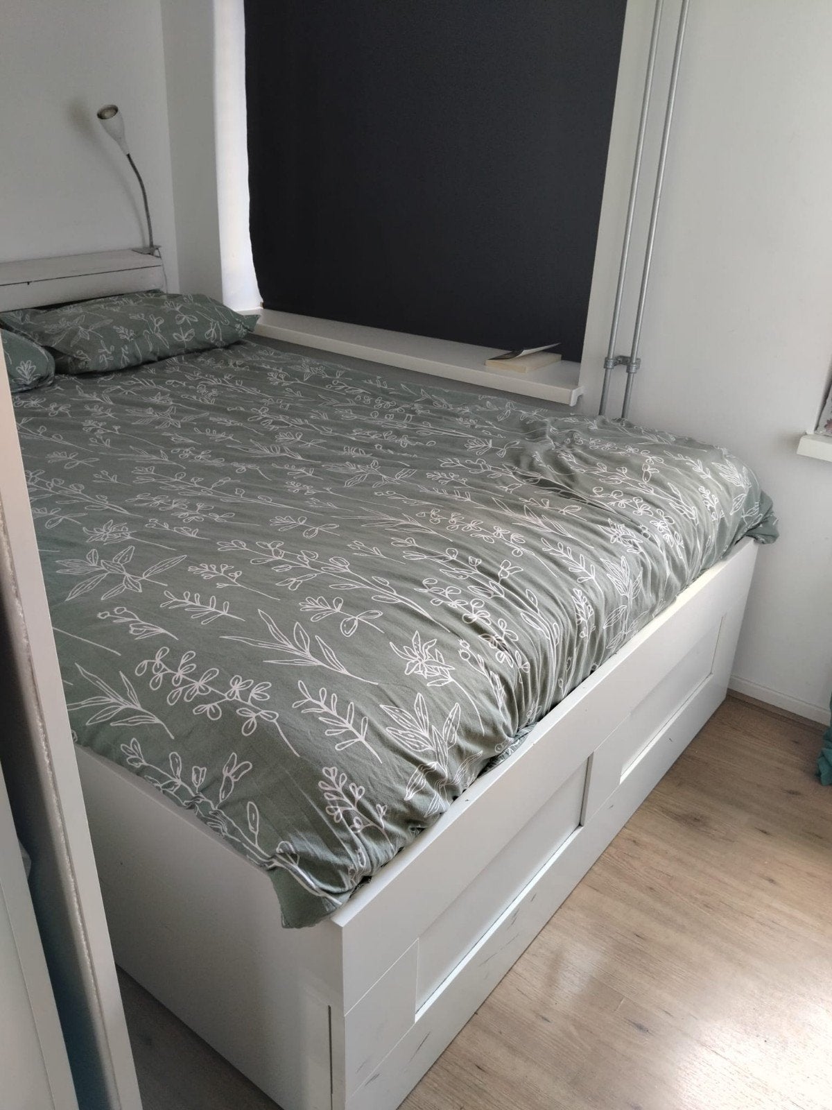 IKEA Brimnes bed met 4 lades - Gratis af te halen!, Ophalen, Gebruikt, Wit, Tweepersoons
