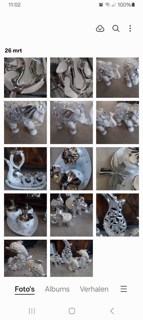 Set  beelden zilver/ wit, Verzamelen, Beelden en Beeldjes, Ophalen, Gebruikt, Dier
