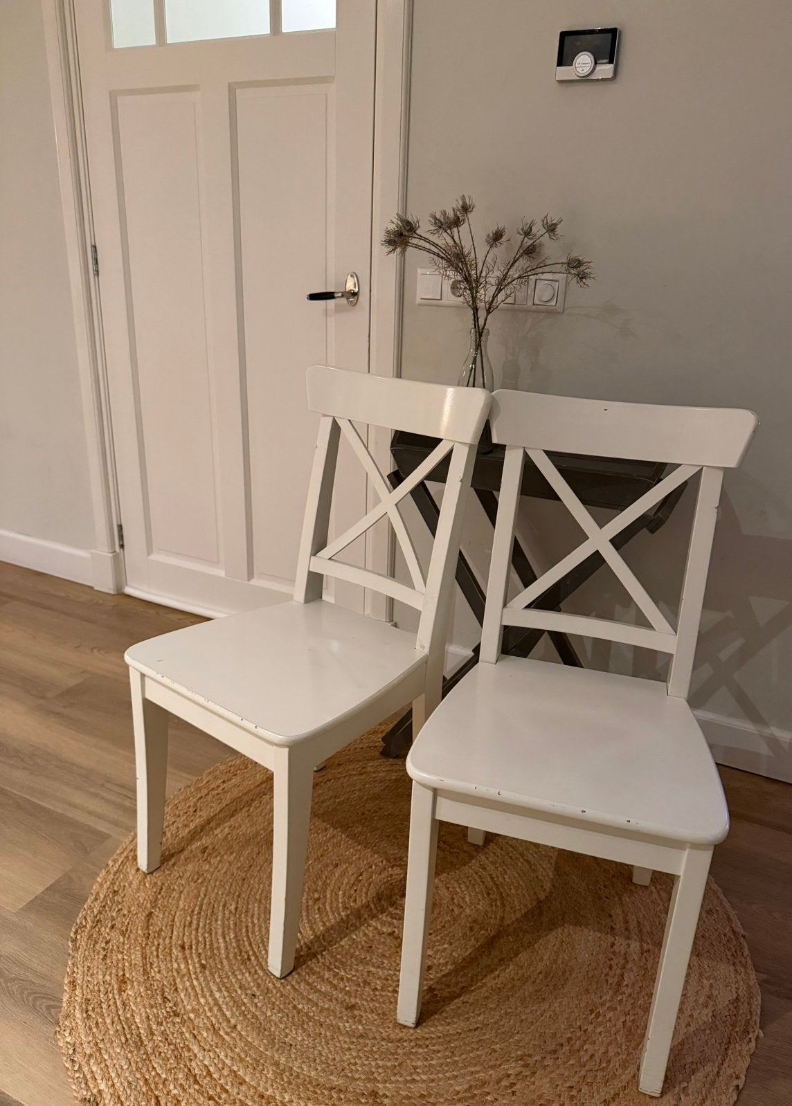 IKEA Rosentorp stoelen - Witte houten stoel (per stuk), Ophalen, Gebruikt, Twee, Wit