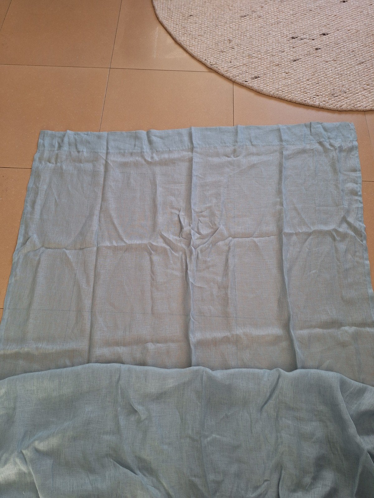 Linnen gordijnen Ikea blauw/groen, Ophalen of Verzenden, Lichtdoorlatend, Gordijn, Groen