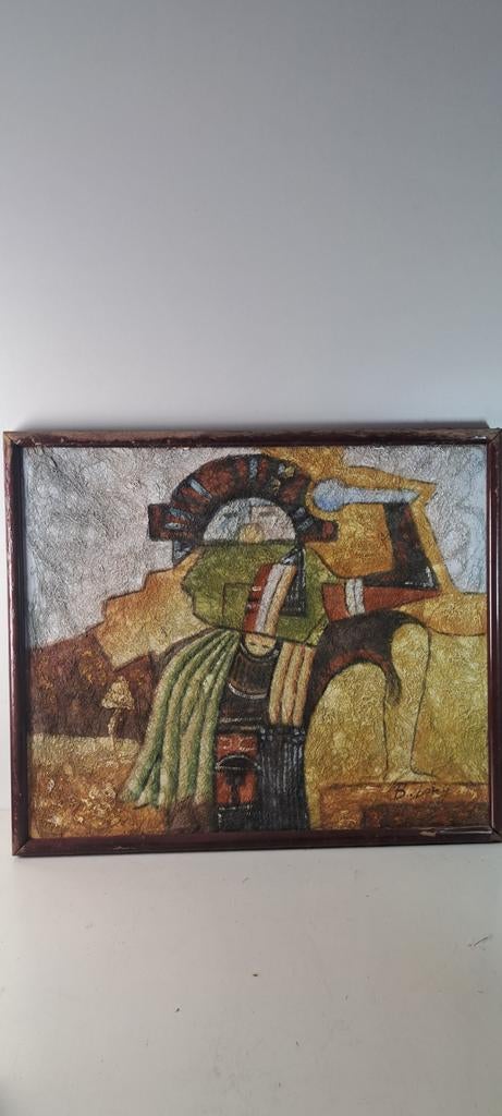 Origineel kunstwerk B. Long 63 x 53 cm, Antiek en Kunst, Kunst | Schilderijen | Abstract, Ophalen of Verzenden