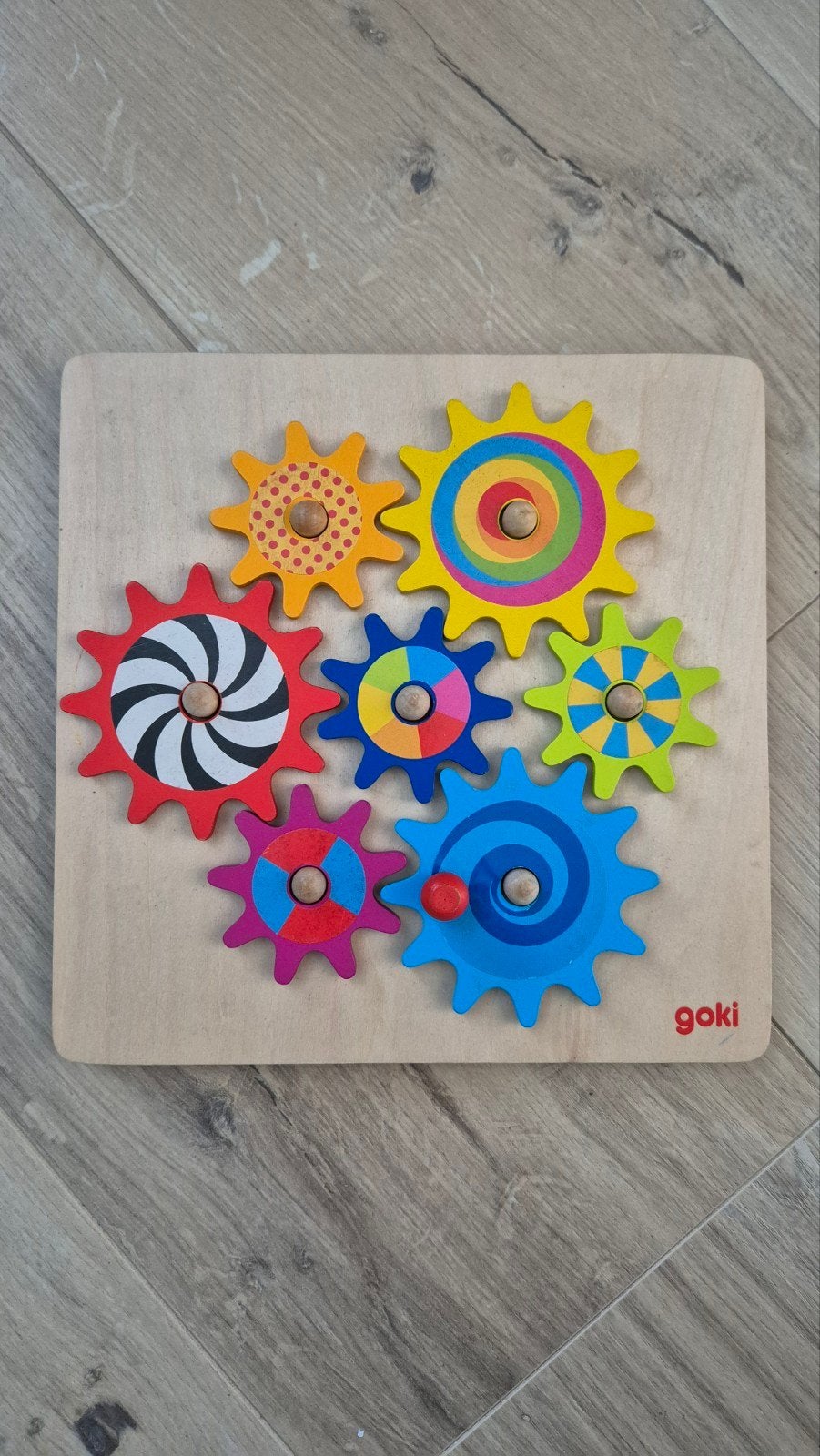 Goki Houten Tandwiel Puzzel - Kleurrijk en Educatief, Ophalen of Verzenden, Zo goed als nieuw, Puzzelen
