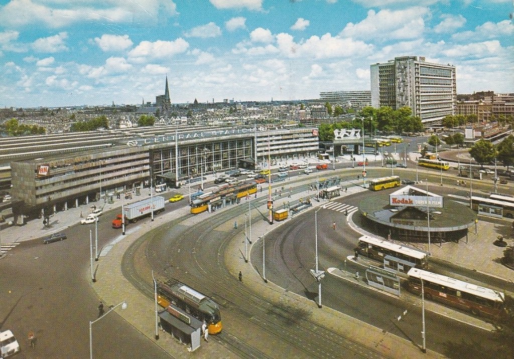 753M Rotterdam panorama Stationsplein, Centraal Station tram, Ophalen of Verzenden, 1960 tot 1980, Gelopen, Zuid-Holland