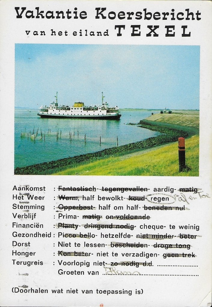 K5 Gelopen ansichtkaart texel vakantie koersbericht, Verzamelen, Ansichtkaarten | Nederland, Ophalen of Verzenden, 1980 tot heden