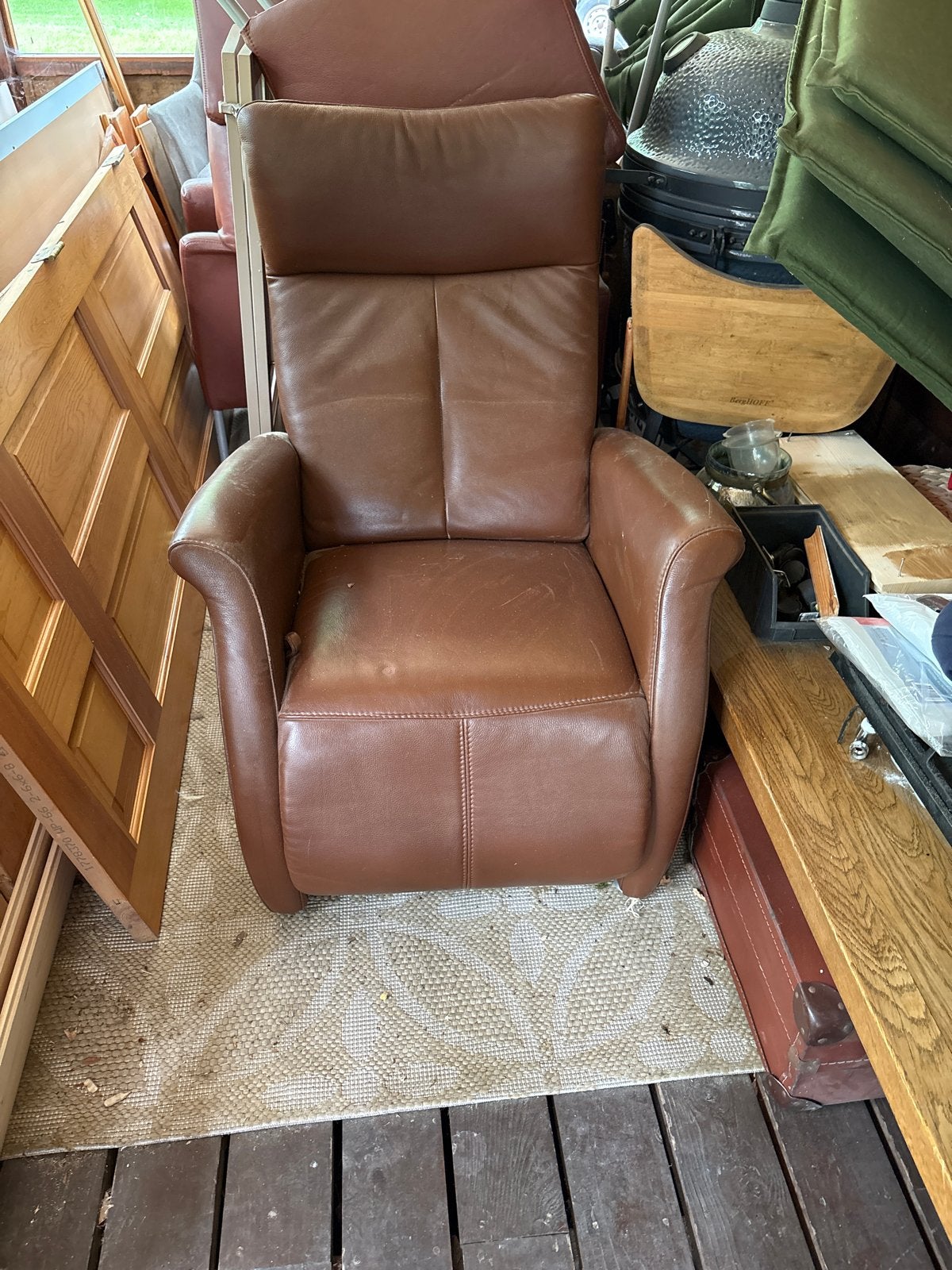 Bruine leren relaxfauteuil, Huis en Inrichting, Fauteuils, Ophalen of Verzenden, Zo goed als nieuw, Leer, 75 tot 100 cm