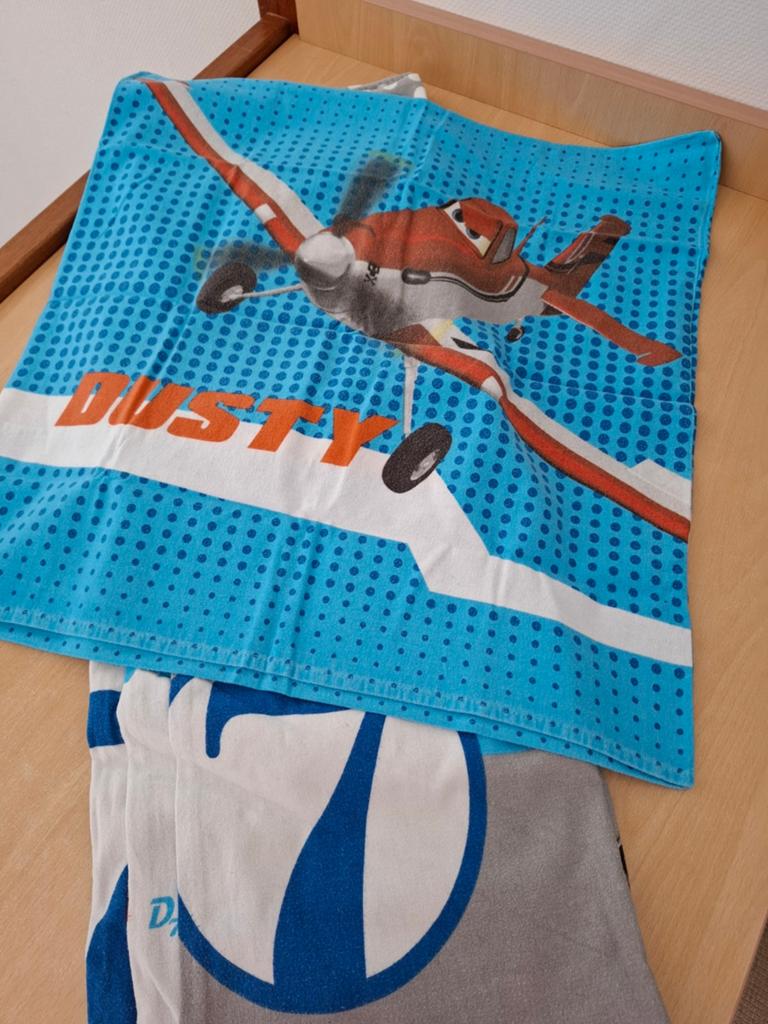 Planes 'Dusty' flanellen dekbedovertrek eenpersoons, Gebruikt, Blauw, Dekbedovertrek, Ophalen of Verzenden