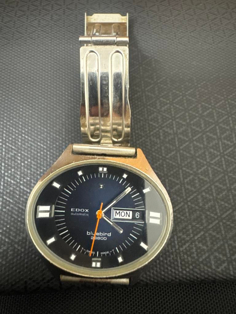 EDOX Bluebird RARE vintage automatic sat, Ophalen of Verzenden, Zo goed als nieuw, Leer, Overige merken