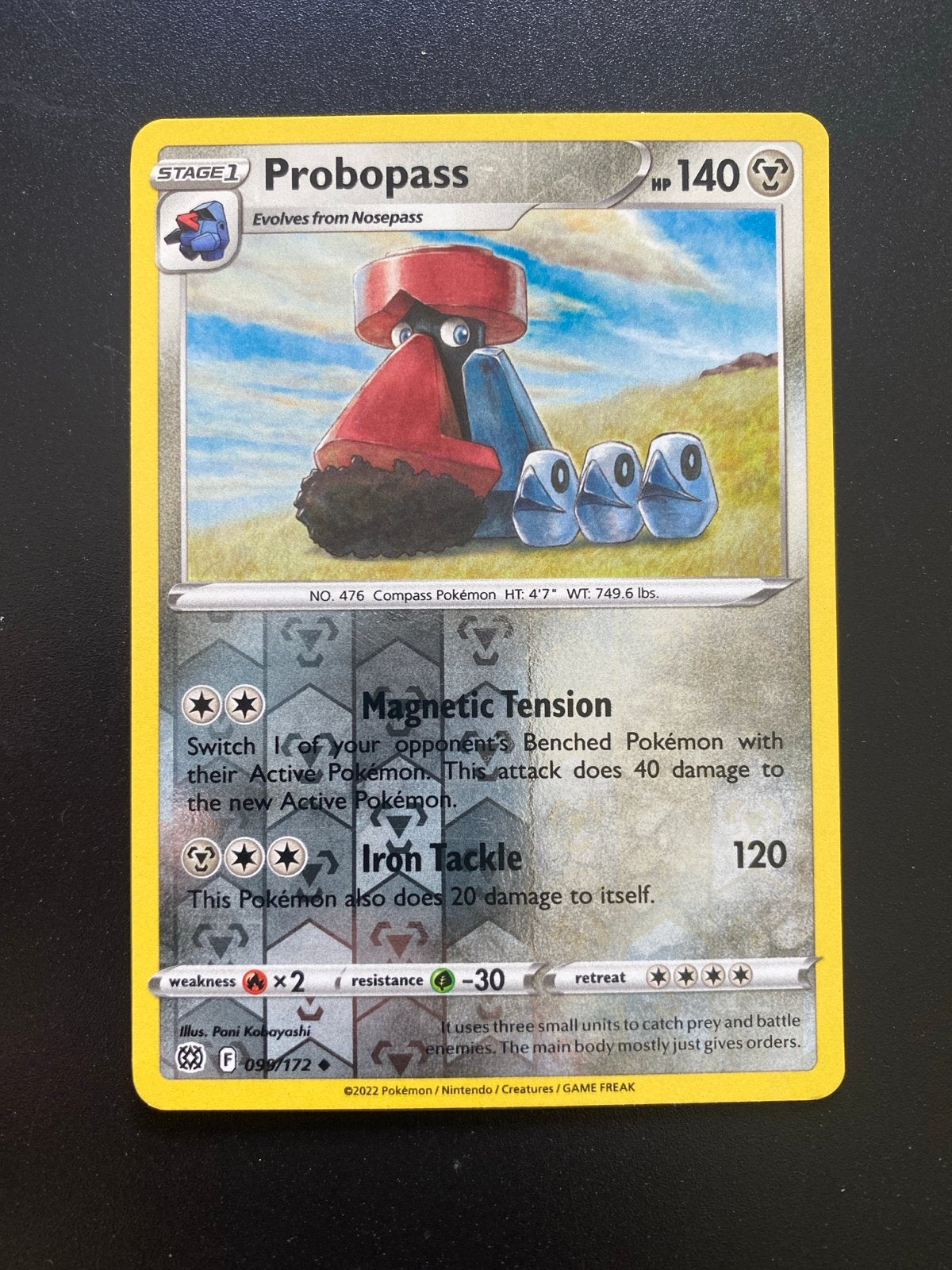 Probopass 099/172 Reverse Holo Pokémon Brilliant Stars, Ophalen of Verzenden, Zo goed als nieuw, Losse kaart, Foil