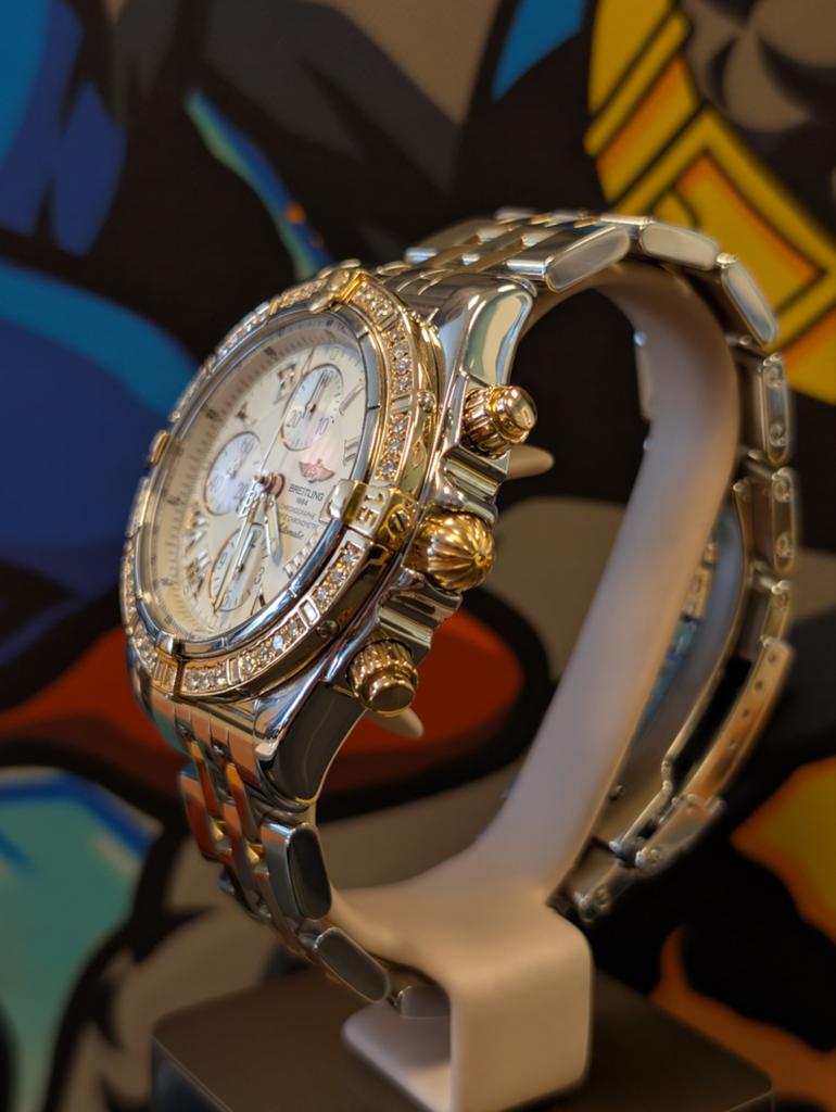 Breitling Chronomat evolution briljanten lunette, Sieraden, Tassen en Uiterlijk, Horloges | Heren, Ophalen of Verzenden, Zo goed als nieuw