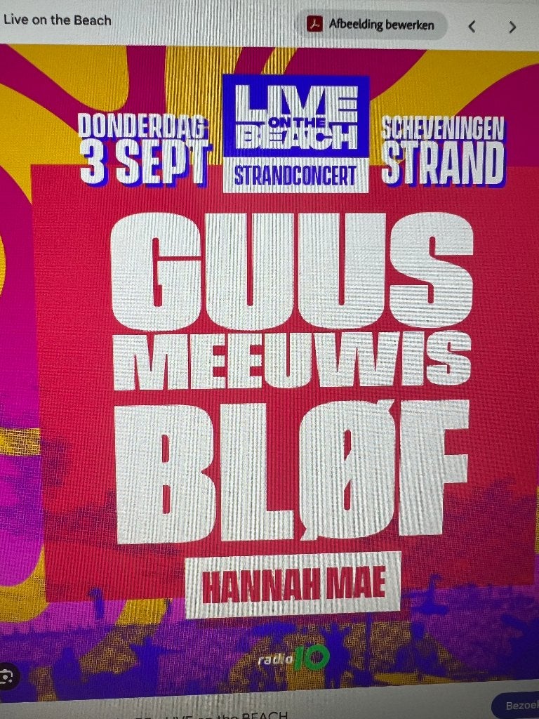 last minute 2x Guus Meeuwis en Blof live at the beach Aloha, Drie personen of meer, September