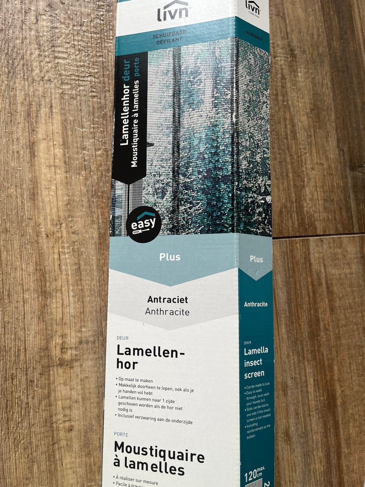 Nieuwe Lamellen hordeur 120x260cm inkortbaar op kozijn  LIVN, Ophalen, Zo goed als nieuw, Hordeur, 200 tot 215 cm