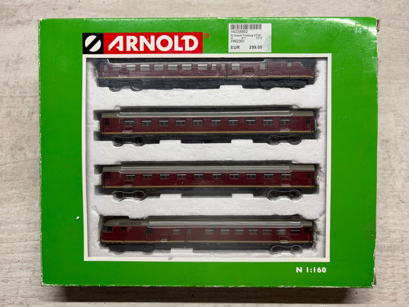 Arnold HN2001Triebwagen VT 08.5 "Helvetia", Hobby en Vrije tijd, Modeltreinen | N-Spoor, Arnold, Gebruikt, Ophalen of Verzenden