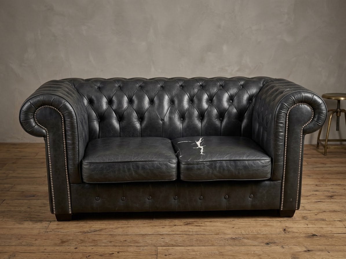 Chesterfield 2-zits bank antraciet – 170 cm breed, Ophalen of Verzenden, Gebruikt