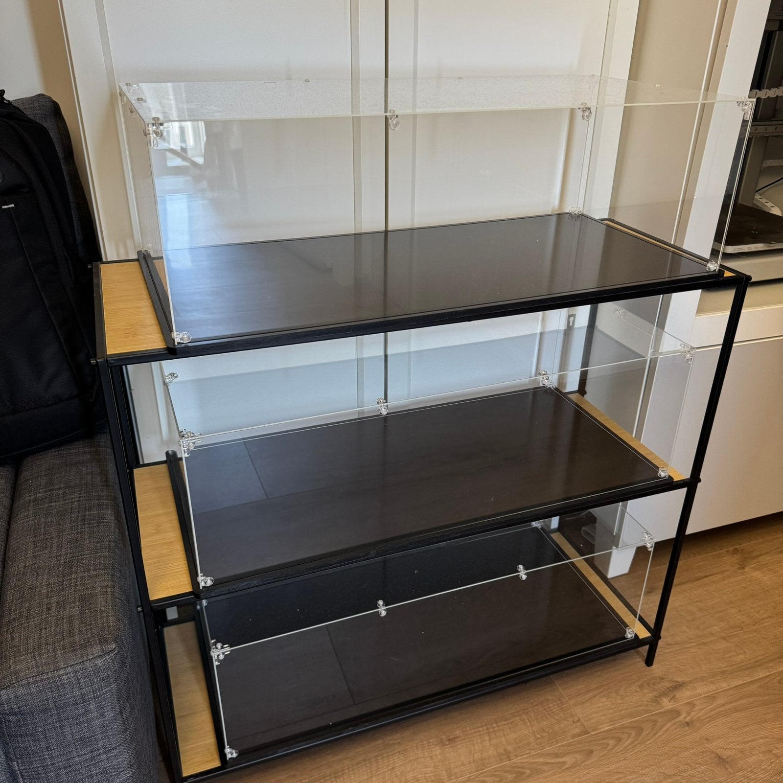 3x transparante acryl vitrine 65x30x20, Ophalen, 50 tot 100 cm, Zo goed als nieuw, Minder dan 100 cm