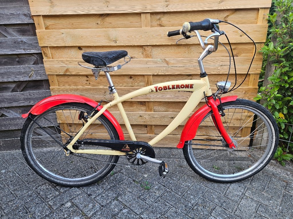 Toblerone collectors cruiser herenfiets creme/rood, Gebruikt, Velgrem, Versnellingen, Minder dan 49 cm