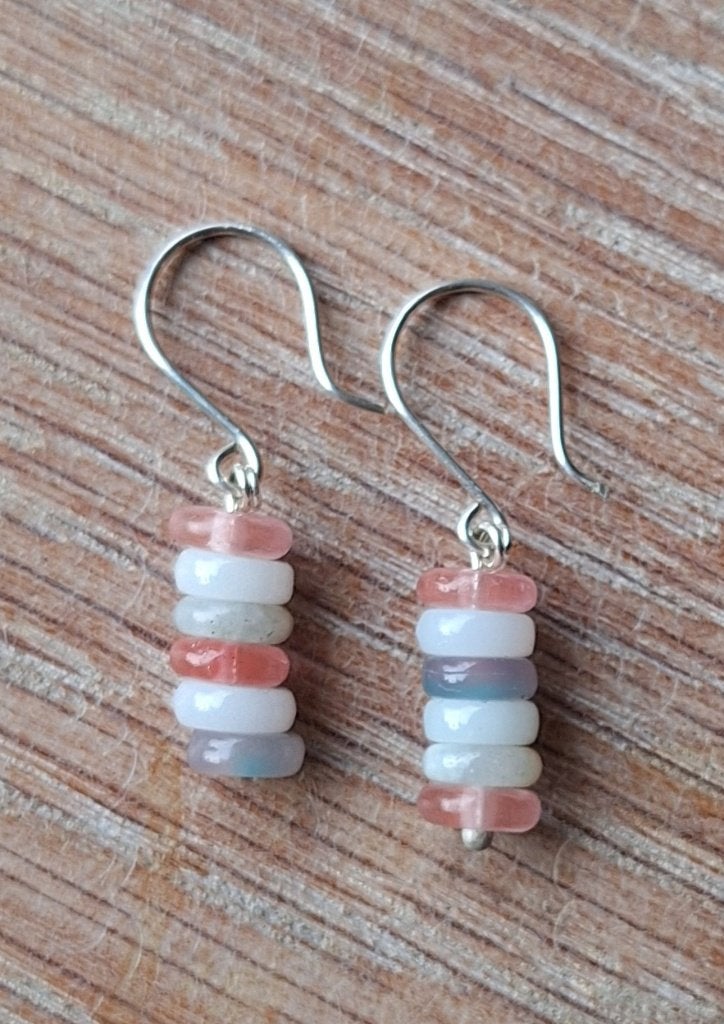 handgemaakte oorbellen echt zilver en half edelsteen, Hangers, Verzenden, Nieuw, Roze