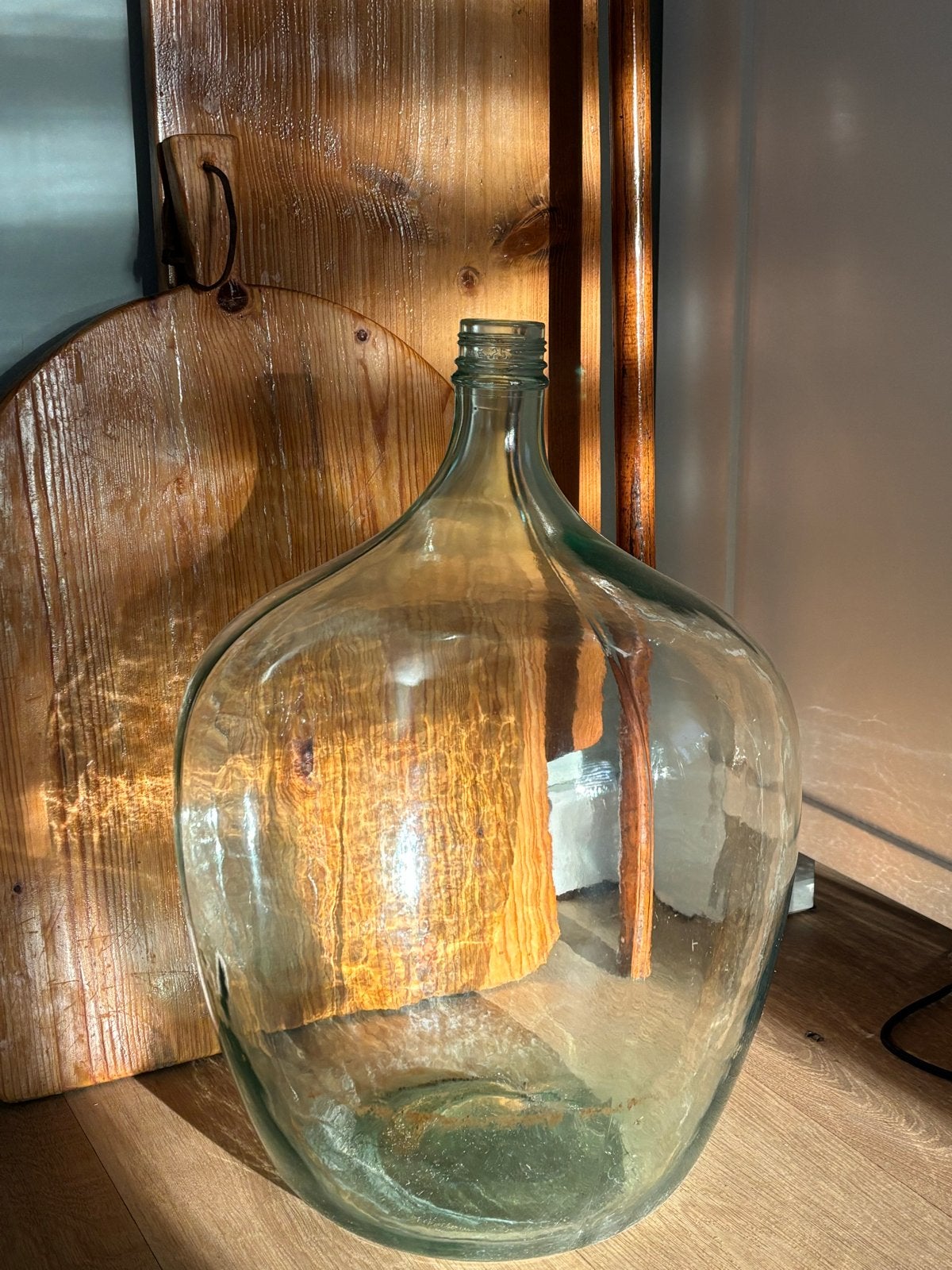 Grote Vintage Gistfles Buikfles - 52 cm, Ophalen, Groen, Glas, 52 cm