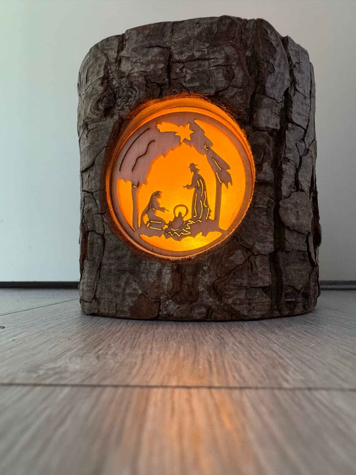 Houten kerststal windlicht - Unieke kerstdecoratie, Hout, Nieuw, Ophalen of Verzenden, Landelijk
