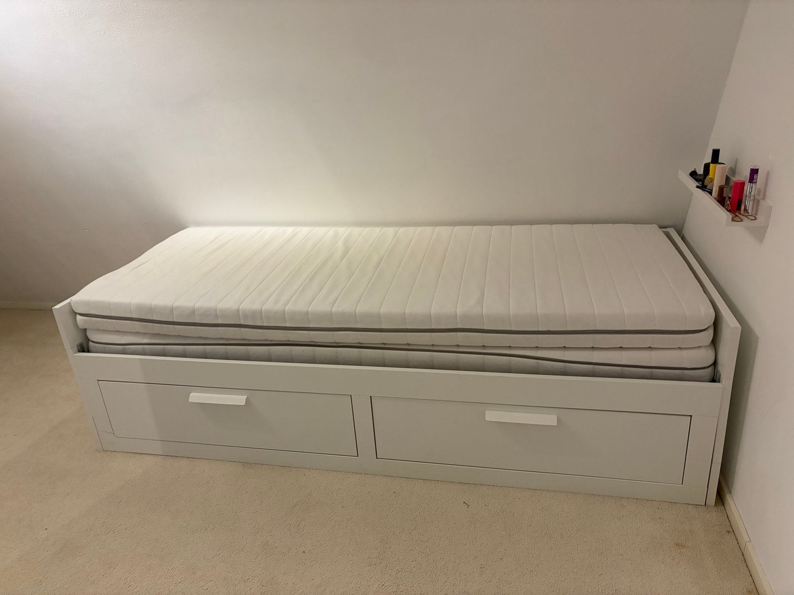 IKEA Brimnes Bedbank 80x200 cm - Gebruikt, Goede Staat, Gebruikt, Wit, Tweepersoons, Ophalen of Verzenden