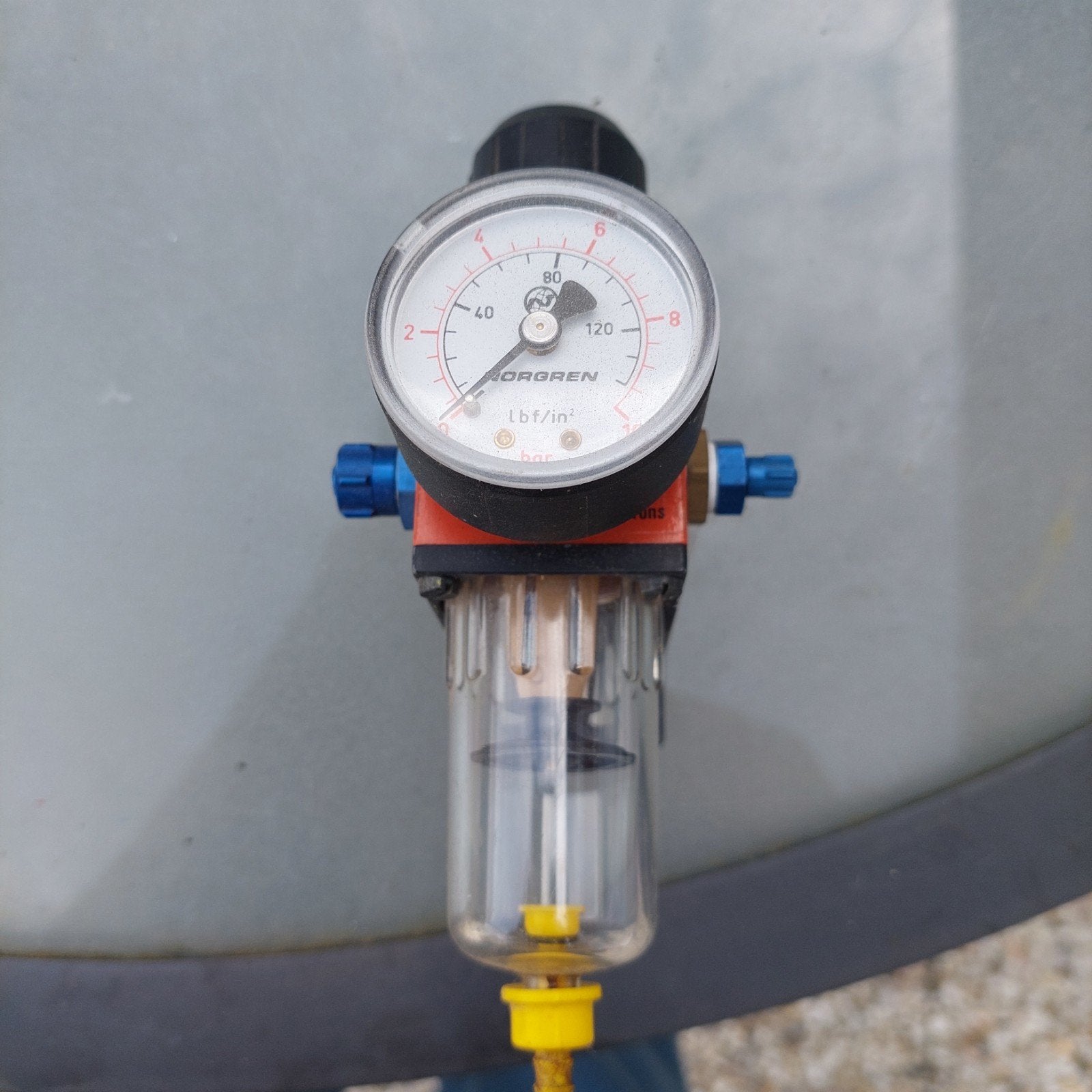 Norgren Luchtdrukregelaar met Manometer en Waterafscheider, Ophalen of Verzenden, Gebruikt