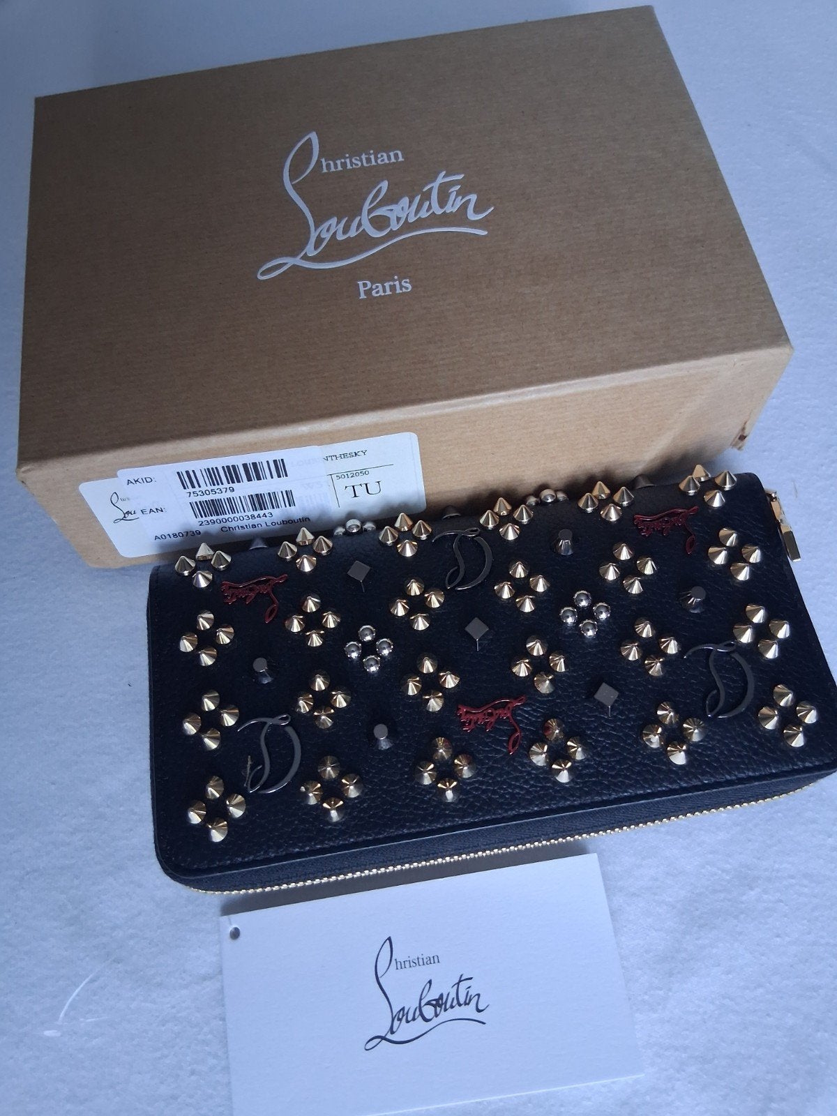 Christian Louboutin Panettone Portemonnee - Zwart Leer, Overige merken, Zwart, Nieuw, Ophalen of Verzenden