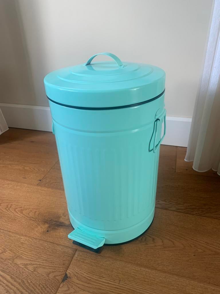 Prullenbak xenos nieuw kleur aqua, 40 cm hoog, Kunststof, Met pedaal, Nieuw, Ophalen of Verzenden