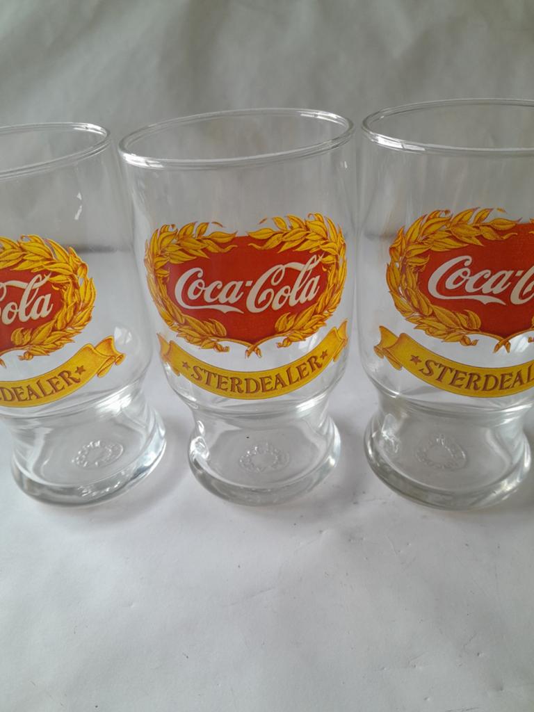 Set van 3 Vintage Coca-Cola 'Sterdealer' Glazen, Ophalen of Verzenden