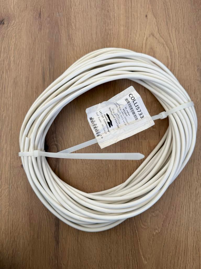 Helu kabel VMVL (H05VV-F) 3x0,75 mm2 wit - 30 meter, Doe-het-zelf en Verbouw, Elektra en Kabels, Ophalen of Verzenden, Nieuw, Kabel of Snoer