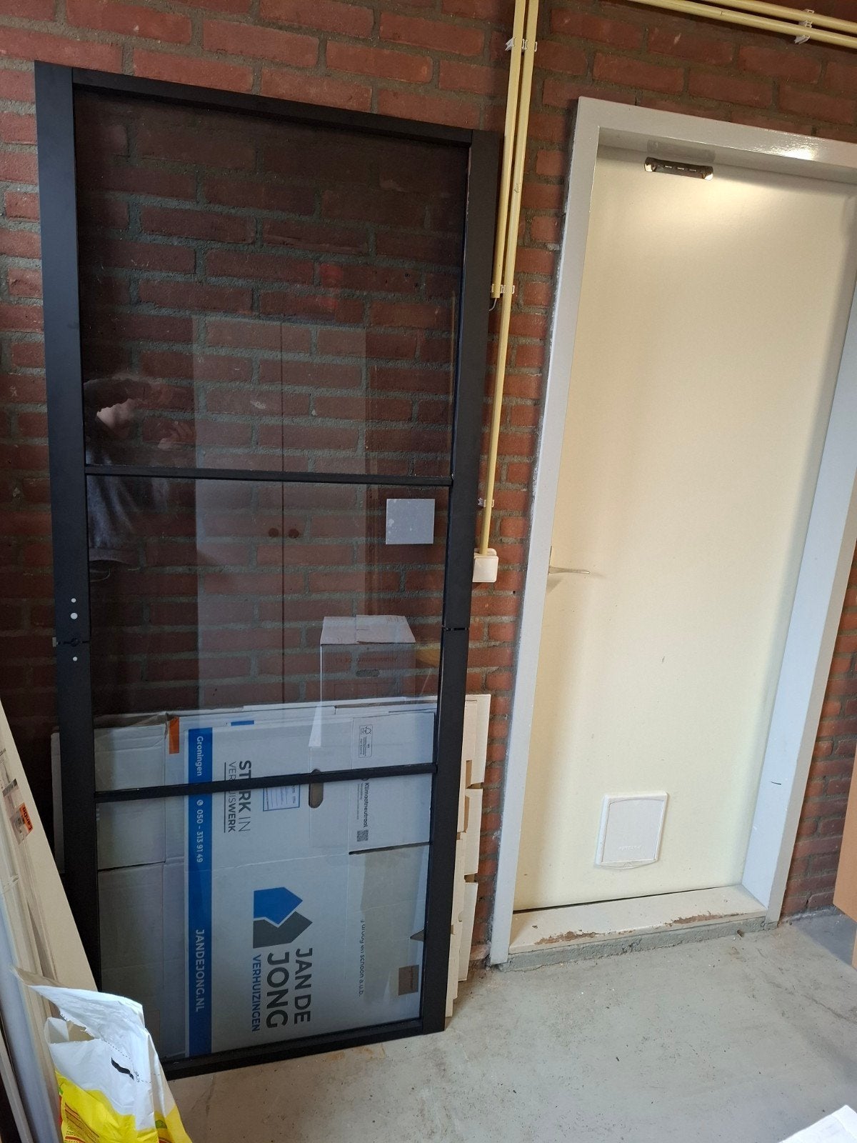 Zwarte stalen deur met privacyglas, Ophalen, 80 tot 100 cm, Binnendeur, Nieuw