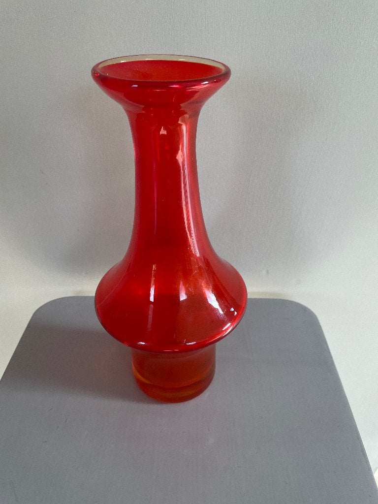 Vintage glazen vaas, Huis en Inrichting, Woonaccessoires | Vazen, Ophalen, 26 cm, Oranje, Glas