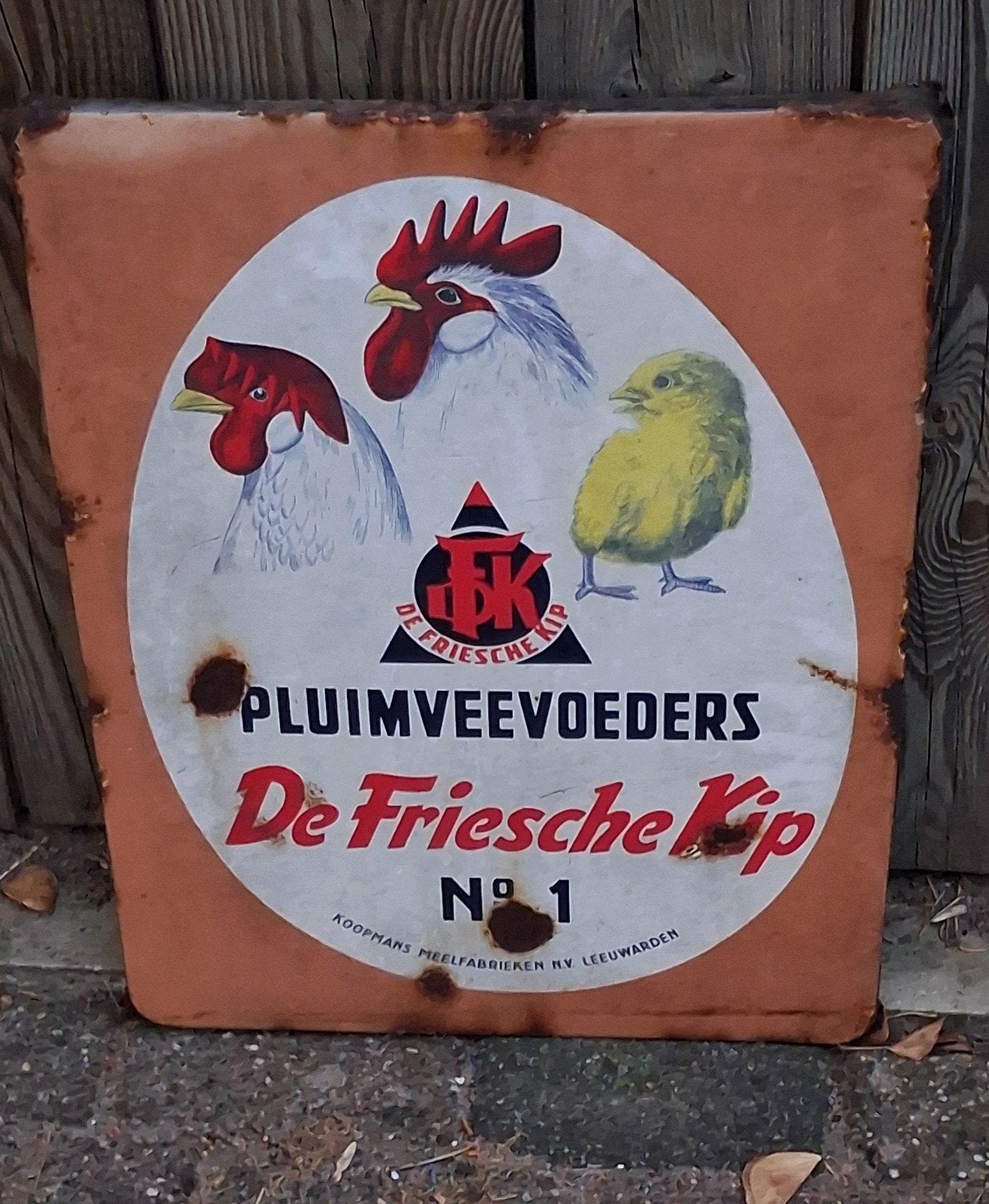 Emaile reclamebord van de friese kip, Ophalen of Verzenden