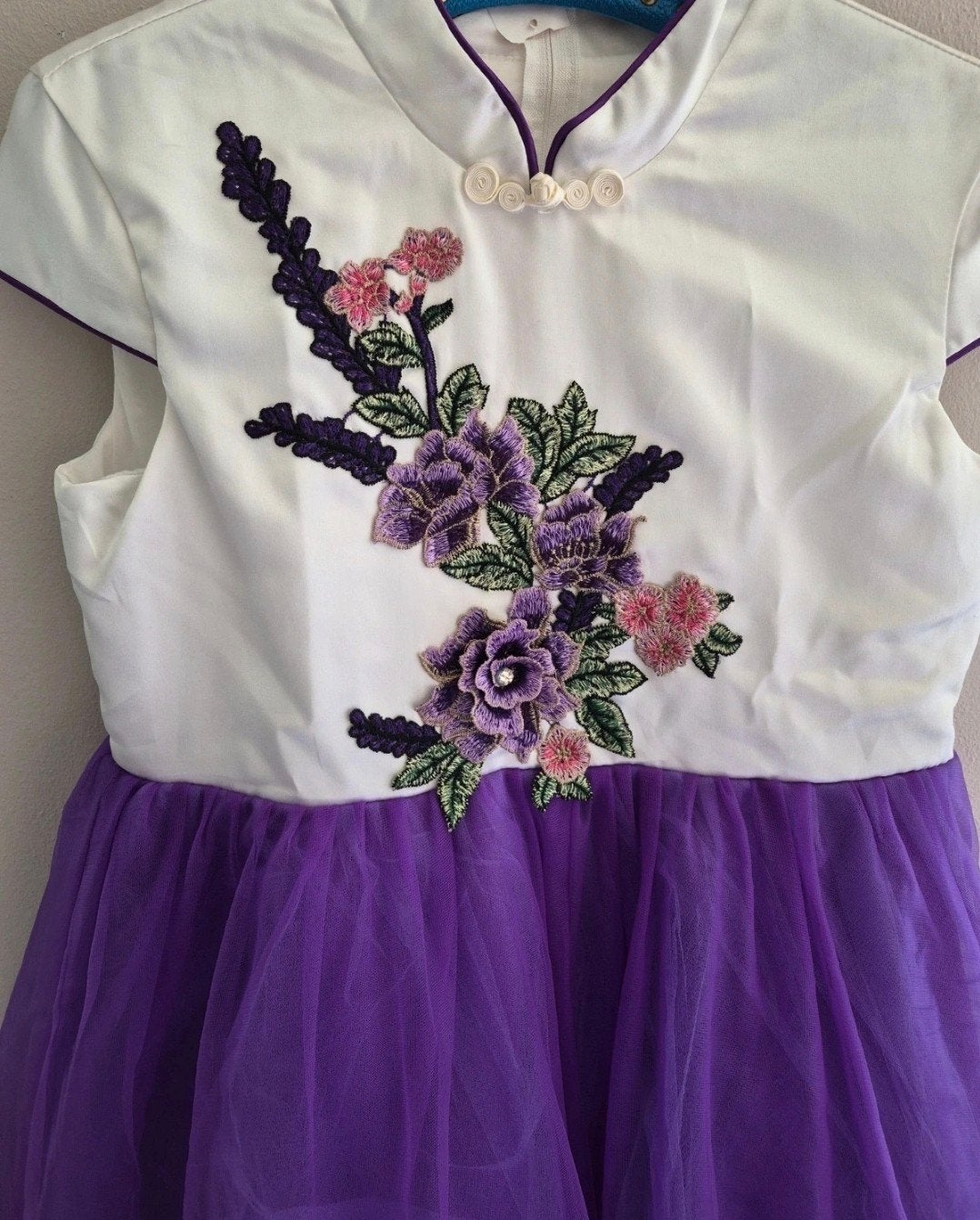 Vintage XL Zijden Jurk met Bloemenborduursel, Kleding | Dames, Ophalen of Verzenden, Zo goed als nieuw