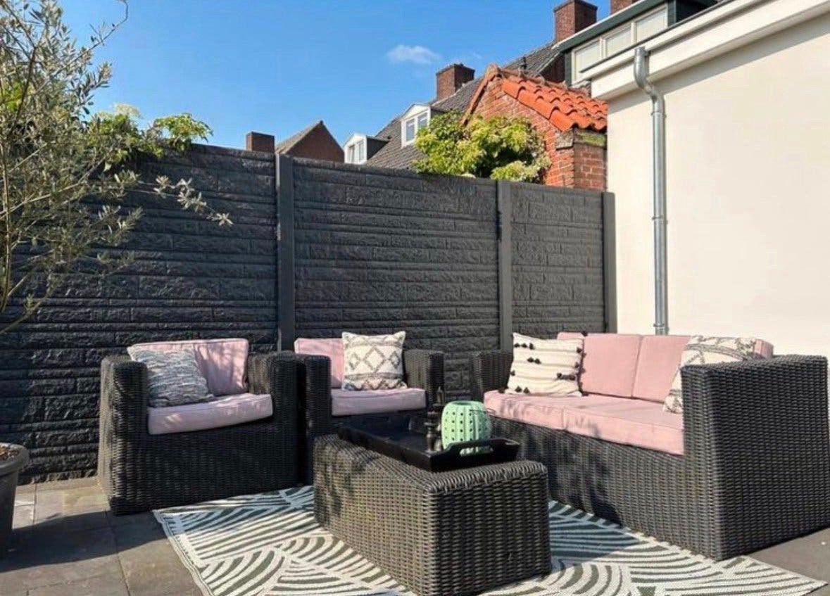 Mooie loungeset met lichte verkleuring kussens, Tuin en Terras, Ophalen, 5 zitplaatsen, Gebruikt, Loungeset