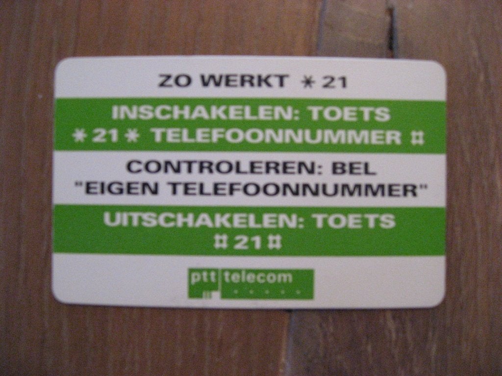 oude kaart van PTT Telecom over *21 doorschakelen, Verzamelen, Merken en Reclamevoorwerpen, Verzenden, Nieuw, Overige typen