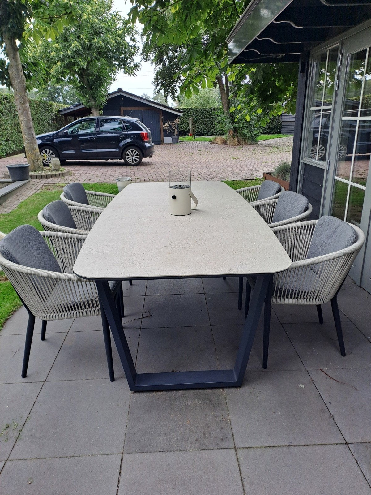 Moderne tuinset met 6 stoelen en tafel
