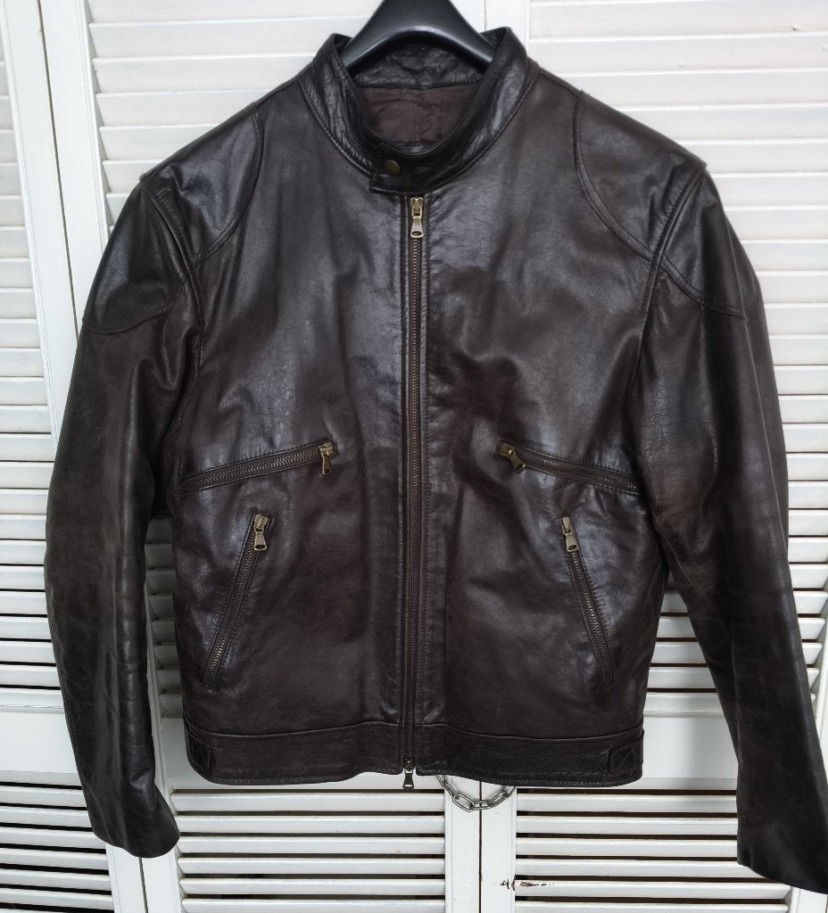 Heren leren jas donkerbruin merk Vera Pelle, maat 50 € 45,00, Bruin, Maat 48/50 (M), Gedragen, Vera Pelle