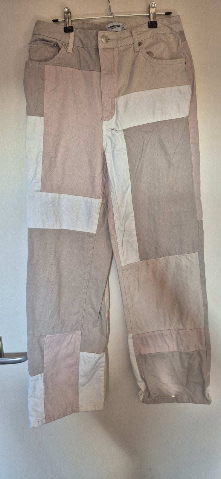 NA-KD x Romee Strijd Patchwork Jeans, Maat 38/40 (M), NA-KD x Romee Strijd, Beige, Ophalen of Verzenden
