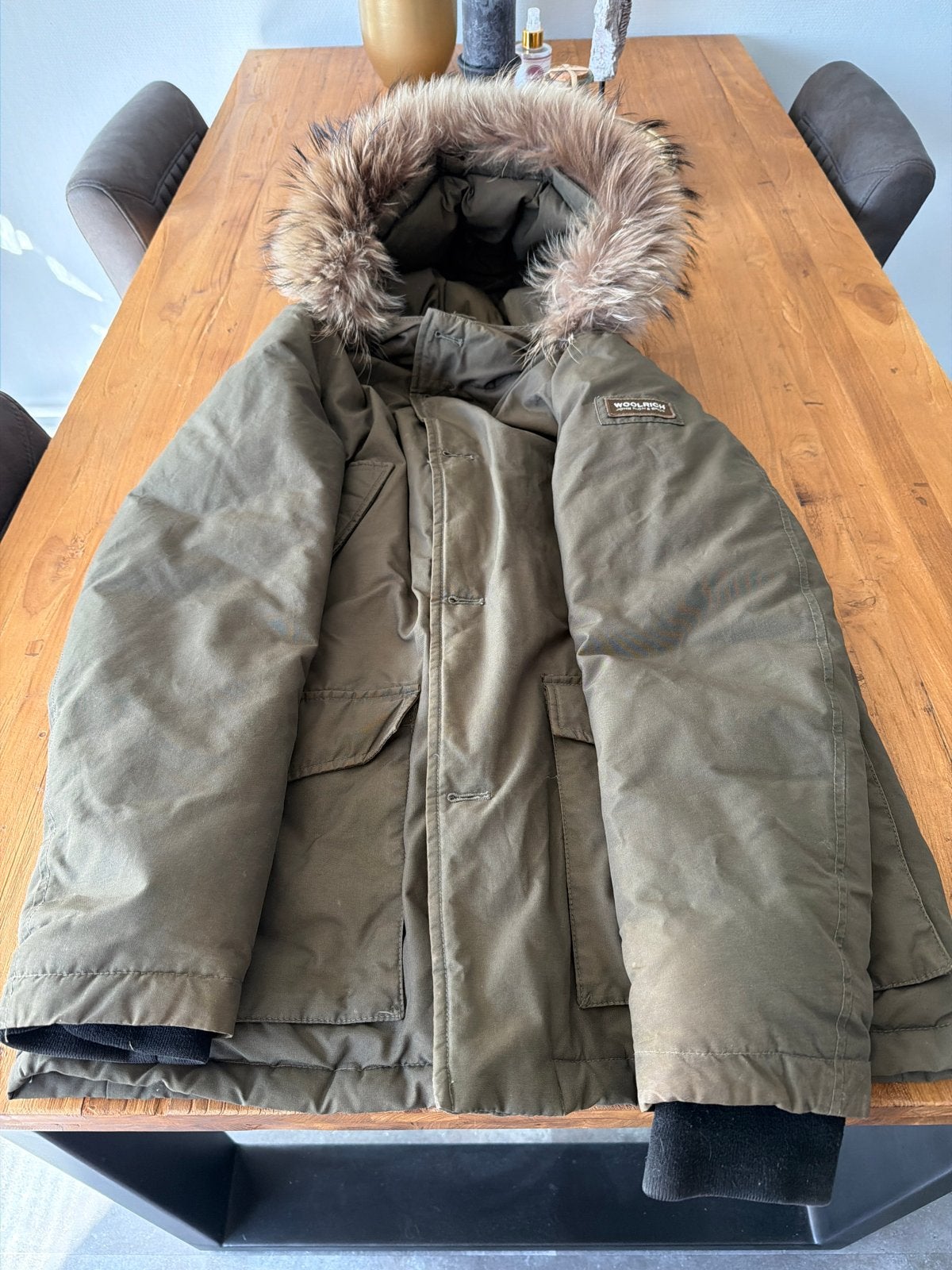Woolrich John Rich & Bros. Winterjas met Bontkraag, Ophalen of Verzenden, Zo goed als nieuw, Maat 34 (XS) of kleiner, Groen