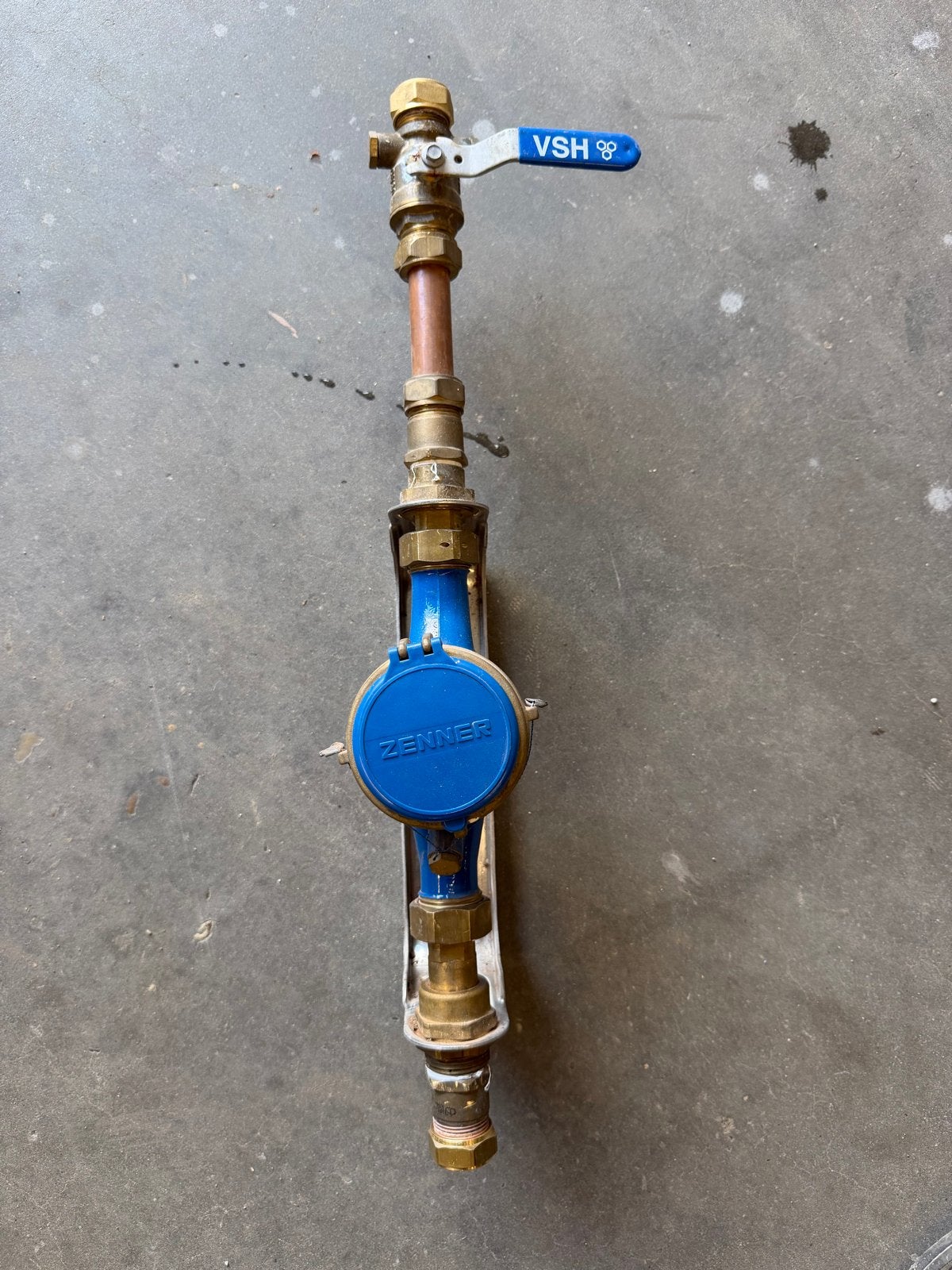 Zenner watermeter met kogelkraan aansluitingen 22mm knel, Ophalen of Verzenden, Gebruikt, Vocht of Vloeistof