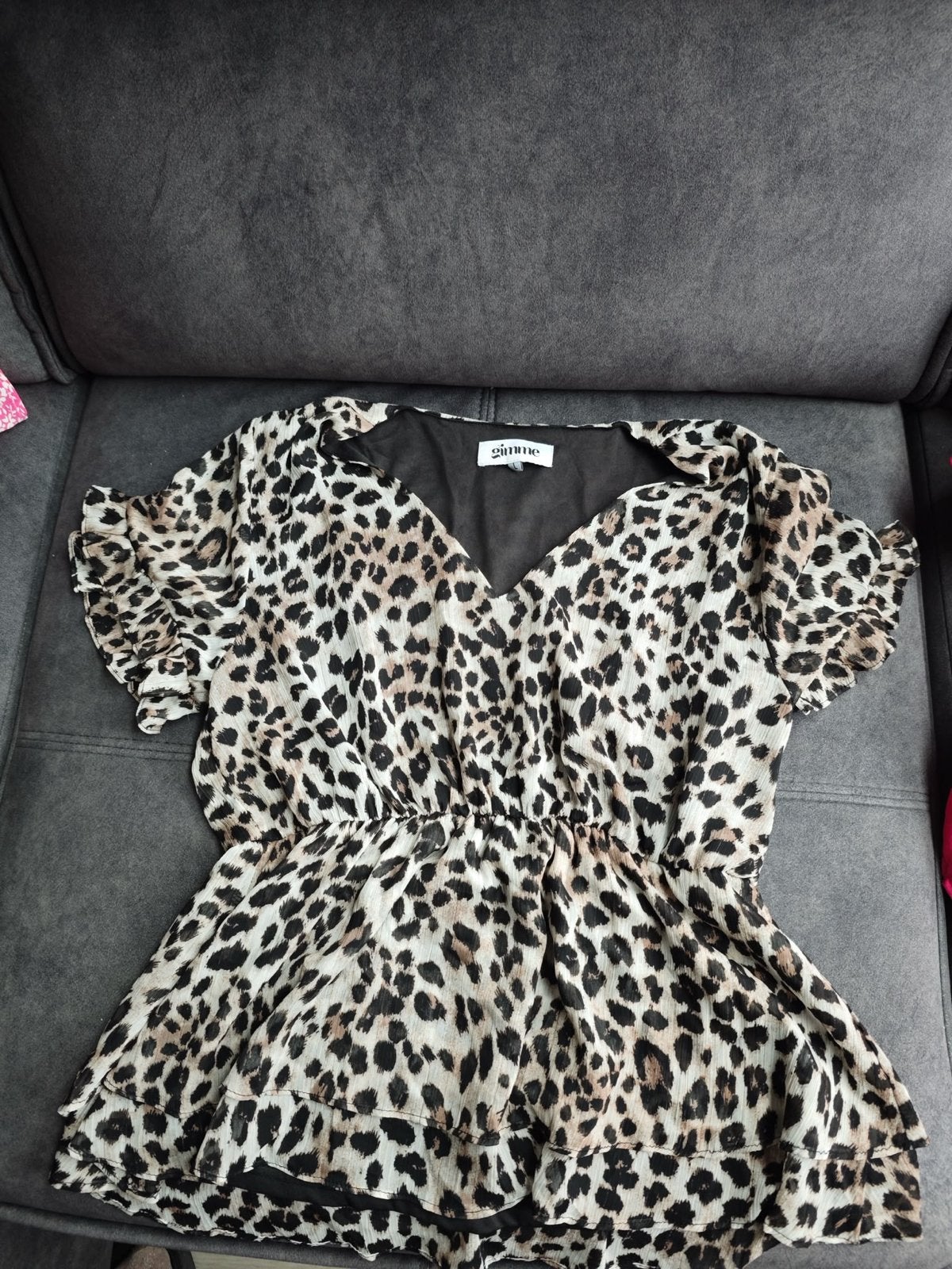 Gimme Luipaardprint Top met Korte Mouwen, Kleding | Dames, Tops, Meerkleurig, Maat 42/44 (L), Ophalen of Verzenden, Zo goed als nieuw