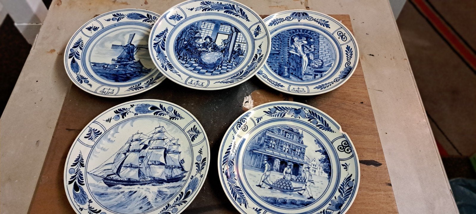 Set van 5 Delfts Blauwe Wandborden - ONS DUIN, Antiek en Kunst, Ophalen