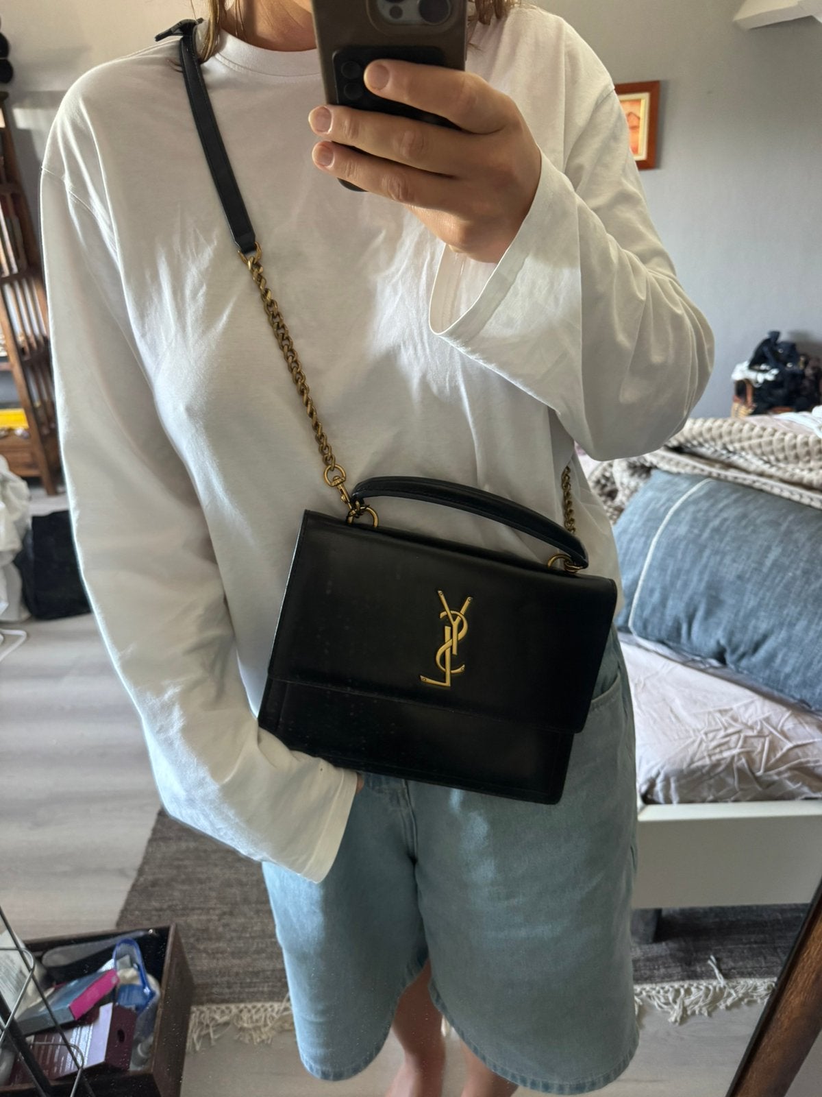 Yves Saint Laurent - Sunset bag (vintage), Sieraden, Tassen en Uiterlijk, Tassen | Damestassen, Ophalen, Zo goed als nieuw, Zwart